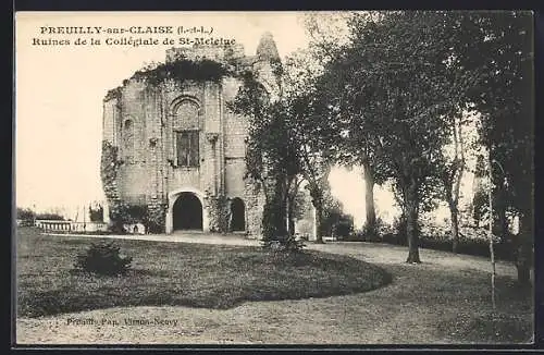 AK Preuilly-sur-Claise, Ruines de la Collégiale de St-Meleine