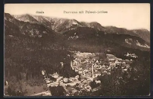 AK Sinaia, Panorama mit Pelesch-Schloss