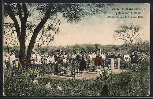 AK Omaruru, An den Gräbern der 1904 gefallenen Helden