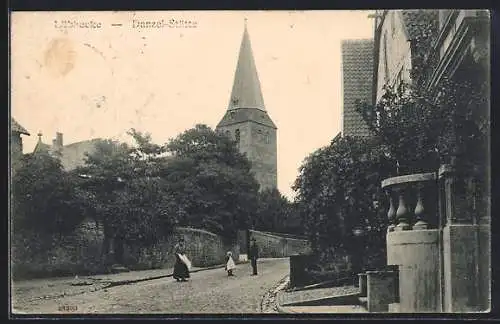 AK Lübbecke, Danzel-Stätte mit Kirchturm