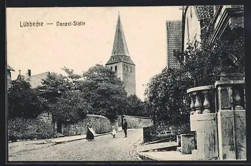 AK Lübbecke, Danzel-Stätte mit Kirchturm