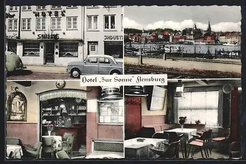 AK Flensburg, Hotel Zur Sonne, Schiffbrücke 7, Innenansicht, Teilansicht