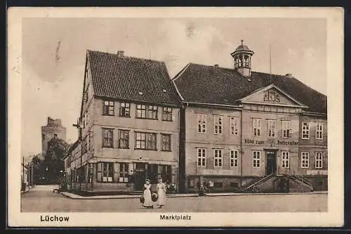 AK Lüchow / Hann., Marktplatz mit Hotel zum Ratskeller