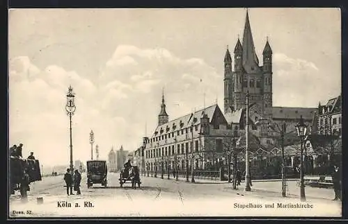 AK Köln a. Rh., Stapelhaus und Martinskirche