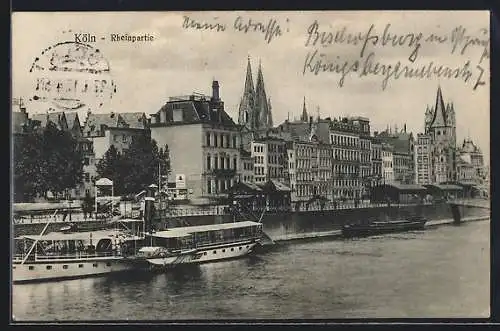 AK Köln, Rheinpartie mit Dampfer