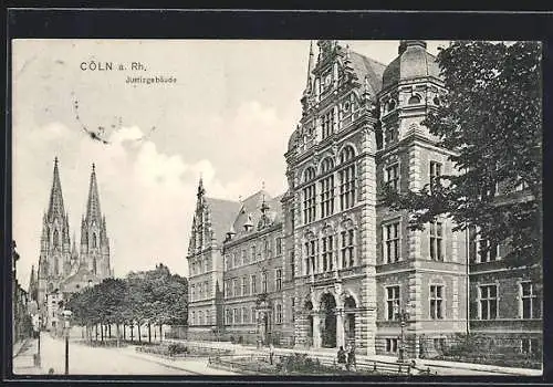 AK Cöln a. Rh., Justizgebäude, Strassenpartie