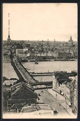 AK Köln a. Rh., Blick über den Rhein, Rathausturm im Stadtbild