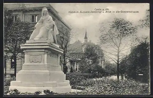 AK Köln, Kaiserin Augusta Denkmal mit Blick in die Goebenstrasse