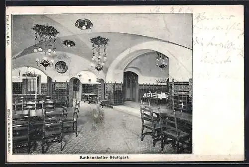 AK Stuttgart, Gaststätte Rathauskeller, Innenansicht