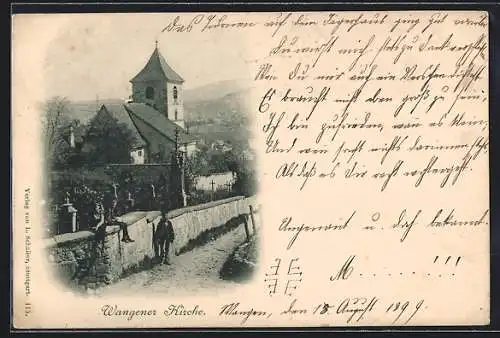 AK Wangen / Allgäu, Kirche mit Friedhof