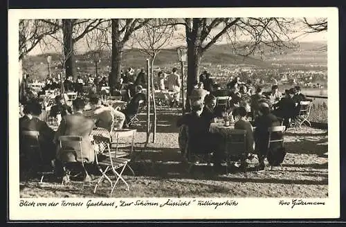 AK Lörrach, Terrasse vom Gasthaus Zur schönen Aussicht auf der Tüllinger Höhe