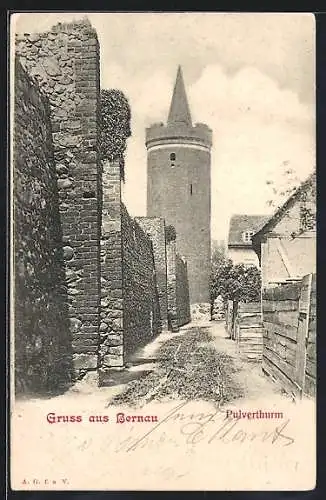 AK Bernau / Mark, Pulverthurm und Stadtmauer