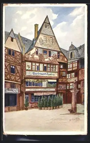 Künstler-AK Alt-Frankfurt, Bierbrauerei Binding, Altdeutsche Bierstube