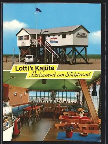 AK St. Peter-Ording, Restaurant Lotti`s Kajüte am Südstrand, mit Innenansicht