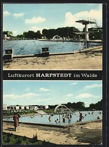 AK Harpstedt im Walde, Belebte Szenen aus dem Freibad