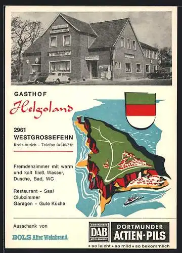 AK Westgrossefehn /Kreis Aurich, Gasthof Helgoland, Darstellung der Insel