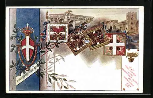 Lithographie 9. Reggimento Artigleria, 1693-1870, Standarten