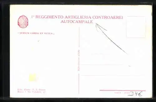 Lithographie I° Reggimento Arta Controaerei Autocampale