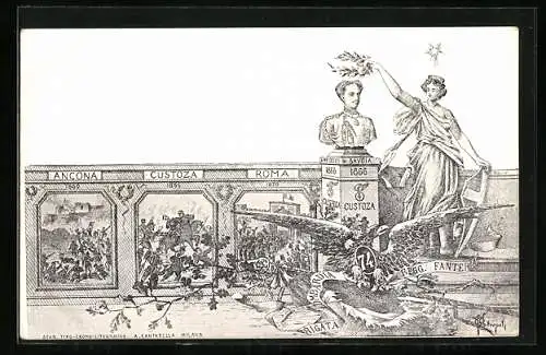 Lithographie Brigata Lombardia, 74° Reggimento Fanteria