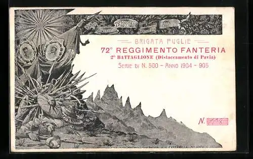 Künstler-AK Italienische Infanterie, 72. Regg. Fanteria, Brigata Puglie