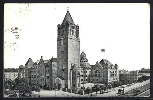 AK Posen, Kgl. Residenzschloss, Strassenbahn