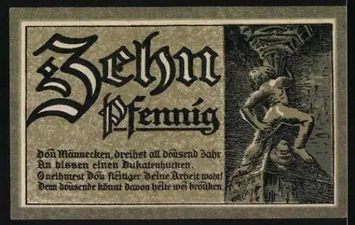 Notgeld Goslar am Harz, 1920, 10 Pfennig, Stadtwappen und Skulptur