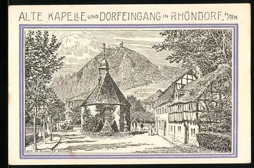 Notgeld Bad Honnef 1921, 99 Pfennige, Alte Kapelle und Dorfeingang, Wappen von Bad Honnef