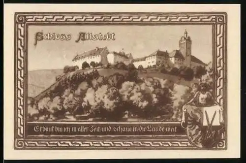 Notgeld Allstedt, 1921, 50 Pfennig, Schloss Allstedt und historische Figuren Heinrich I und Heinrich III