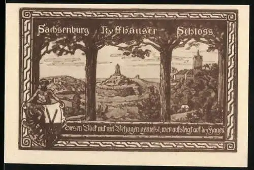 Notgeld Allstedt 1921, 50 Pfennig, Sachsenburg Kyffhäuser Schloss und Die Herren der Pfalz Altstedt