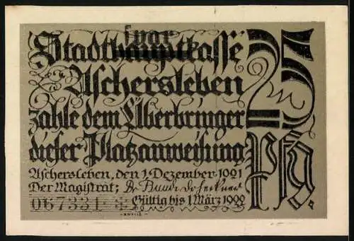 Notgeld Aschersleben, 1921, 25 Pfennig, Illustration von zwei Nutrias im Gras