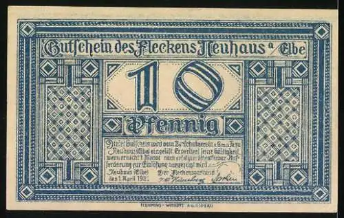 Notgeld Neuhaus an der Elbe, 1921, 10 Pfennig, Geburtshaus des Afrikaforschers Dr. Karl Peters