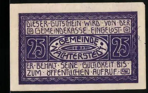 Notgeld Nachterstedt, 1921, 25 Pfennig, violett mit Industrielandschaft und Gemeindewappen