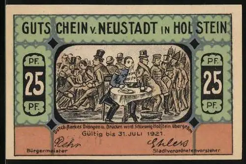 Notgeld Neustadt in Holstein, 1921, 25 Pfennig, Gültig bis 31. Juli 1921, Leuchtturm Pelzerhaken, Nr. 04122