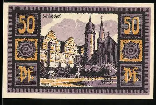 Notgeld Merseburg 1921, 50 Pf, Schloss und Rabe, Seriennummer 173350