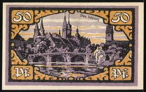 Notgeld Merseburg 1921, 50 Pf., Krähe und Schloss Abbildung