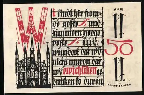 Notgeld Lübeck, 1921, 50 Pf, Stadtwappen und Schriftzüge, Adler und Stadtinformation, gültig bis 31. Dezember 1921