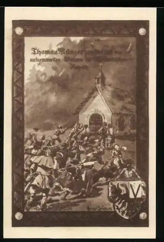 Notgeld Allstedt 1921, 10 Pfennig, Thomas Müntzer und Kirche, Die Tausendjährige Stadt