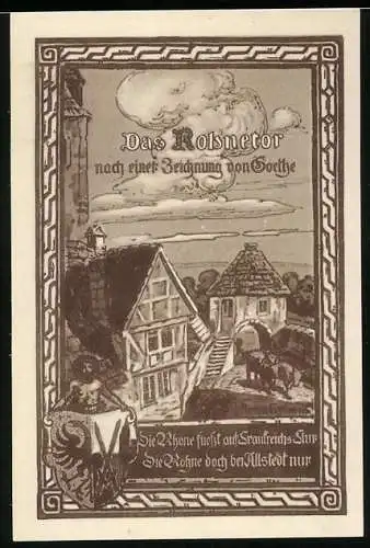 Notgeld Allstedt 1921, 50 Pfennig, Das Rossmarkt Tor und historische Figuren