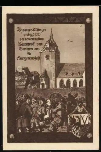 Notgeld Allstedt 1921, 25 Pfennig, Thomas Müntzer predigt 1525 vor Bauernvolk