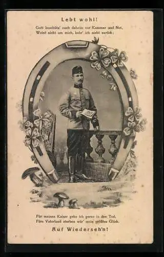 AK Junger österreichischer Soldat in Uniform, im Glücks-Passepartout