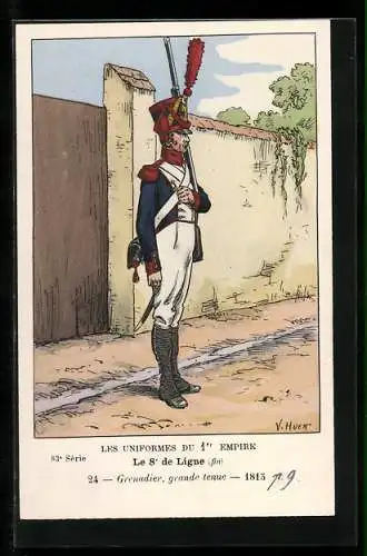 Künstler-AK Le 8° de Ligne, Grenadier, grande tenue, 1815