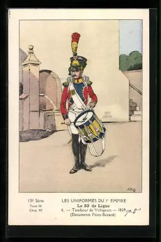 Künstler-AK Le 30° de Ligne, Tambour de Voltigeurs, 1809