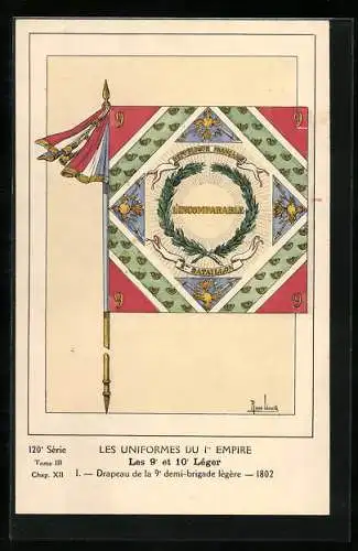 AK Flagge der Infanterie, Drapeau de la 9. demi-brigade lègère 1802