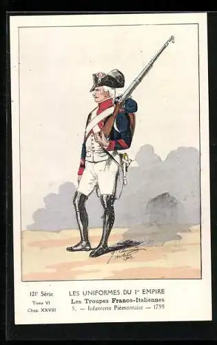 Künstler-AK Les Troupes Franco-Italiennes, Infanterie Piémontaise 1799