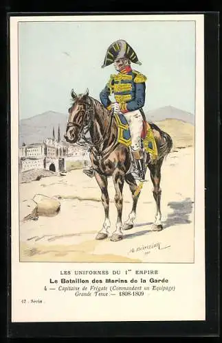 Künstler-AK Le Bataillon des Marins de la Garde, Capitaine de Frégate (Commandant un Equipage), grand tenue 1808-09