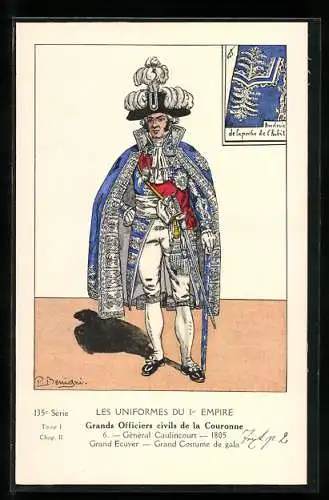 Künstler-AK Grands Officiers civils de la Couronne, Général Caulincourt 1805, Grand Ecuyer