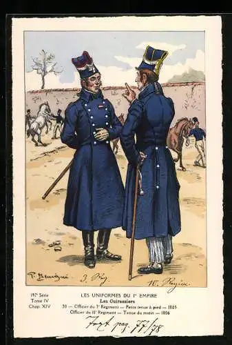 Künstler-AK Les Cuirassiers, Officier du 3° Régiment 1805, Officier du 10° Régiment 1806
