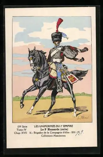 Künstler-AK Le 2° Hussards, Brigadier de la Compagnie d`élite 1810