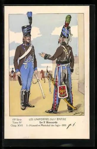AK Soldaten der Kavallerie, Hussard et Marèchal des logis 1800