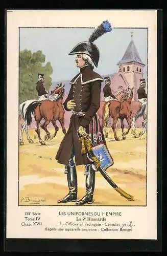 Künstler-AK Le 2° Hussards, Officier en redingote, Consulat